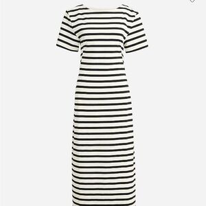Black and White Sheath Midi Dress with Bateau Neckline